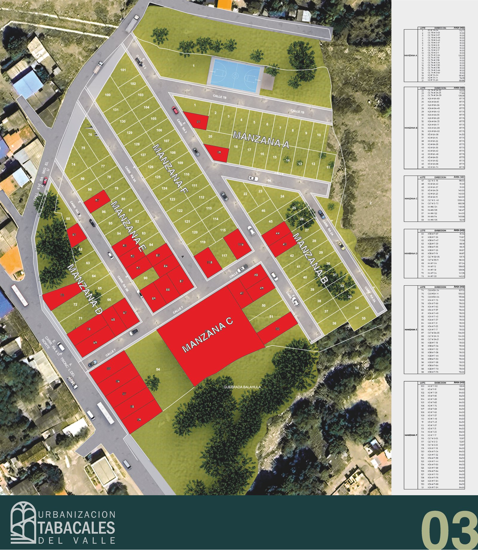 Mapa de Lotes Vendidos y Disponibles - Tabacales del Valle