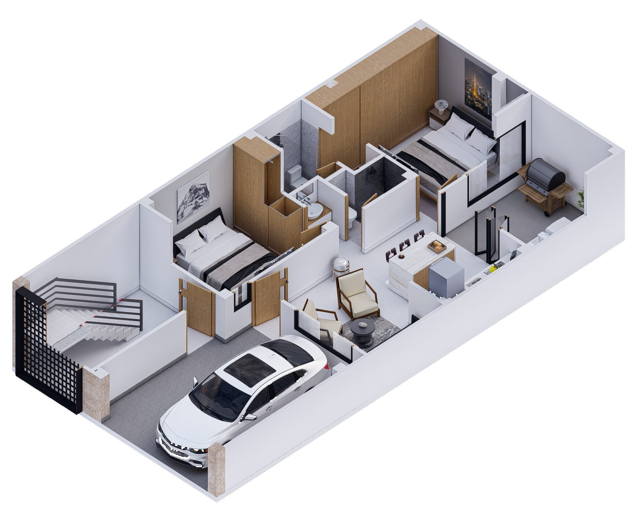 Plano Arquitectónico Apartamento 1 (69.81 m2) - Casa Tipo 2