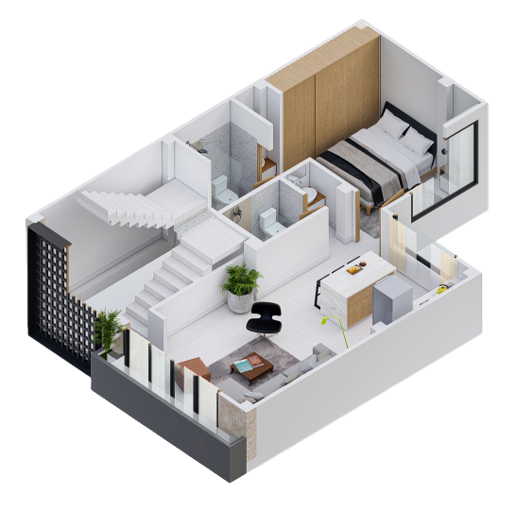 Plano Arquitectónico Apartamento 2 (58.64 m2) - Casa Tipo 3