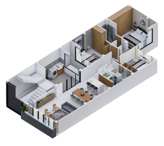 Plano Arquitectónico Apartamento 2 (93.78 m2) - Casa Tipo 4