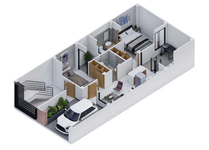Plano Arquitectónico Apartamento 1 (69.24 m2) - Casa Tipo 5