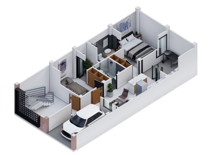 Plano Arquitectónico Apartamento 1 (65.00 m2) - Casa Tipo 6