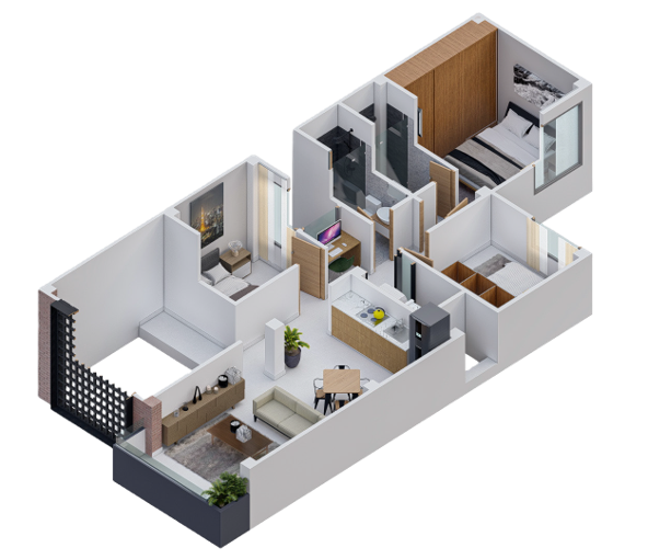 Plano Arquitectónico Apartamento 3 (66.33 m2) - Casa Tipo 6