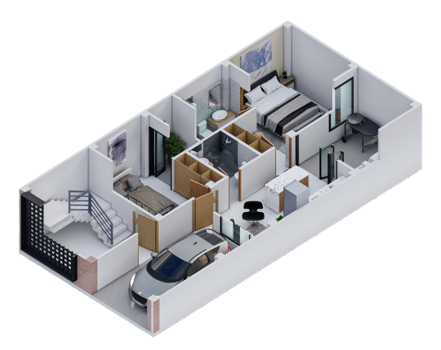 Plano Arquitectónico Apartamento 1 (64.68 m2) - Casa Tipo 7