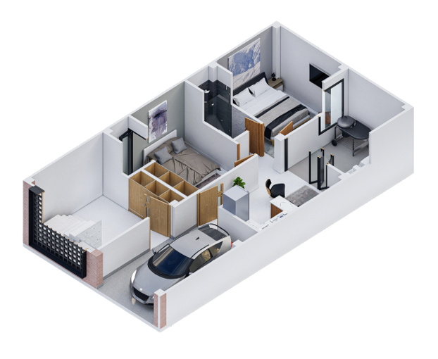 Plano Arquitectónico Apartamento 1 (53.92 m2) - Casa Tipo 8