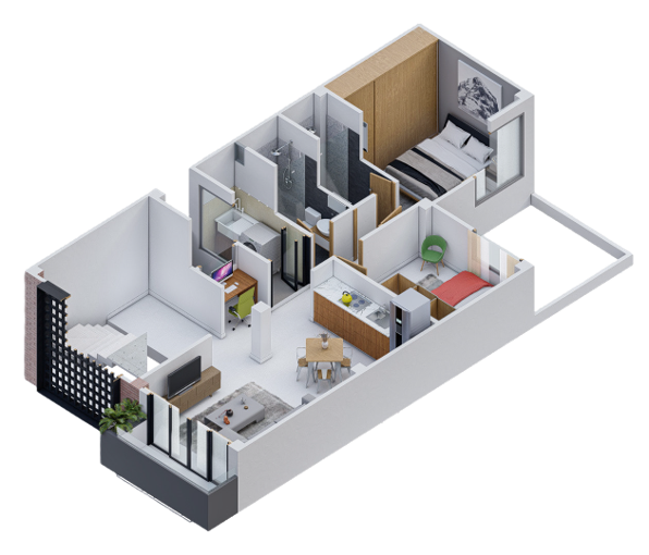 Plano Arquitectónico Apartamento 2 (58.45 m2) - Casa Tipo 8