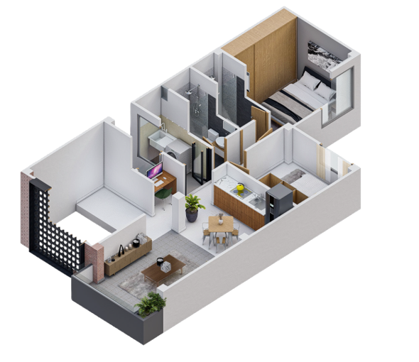 Plano Arquitectónico Apartamento 3 (58.45 m2) - Casa Tipo 8
