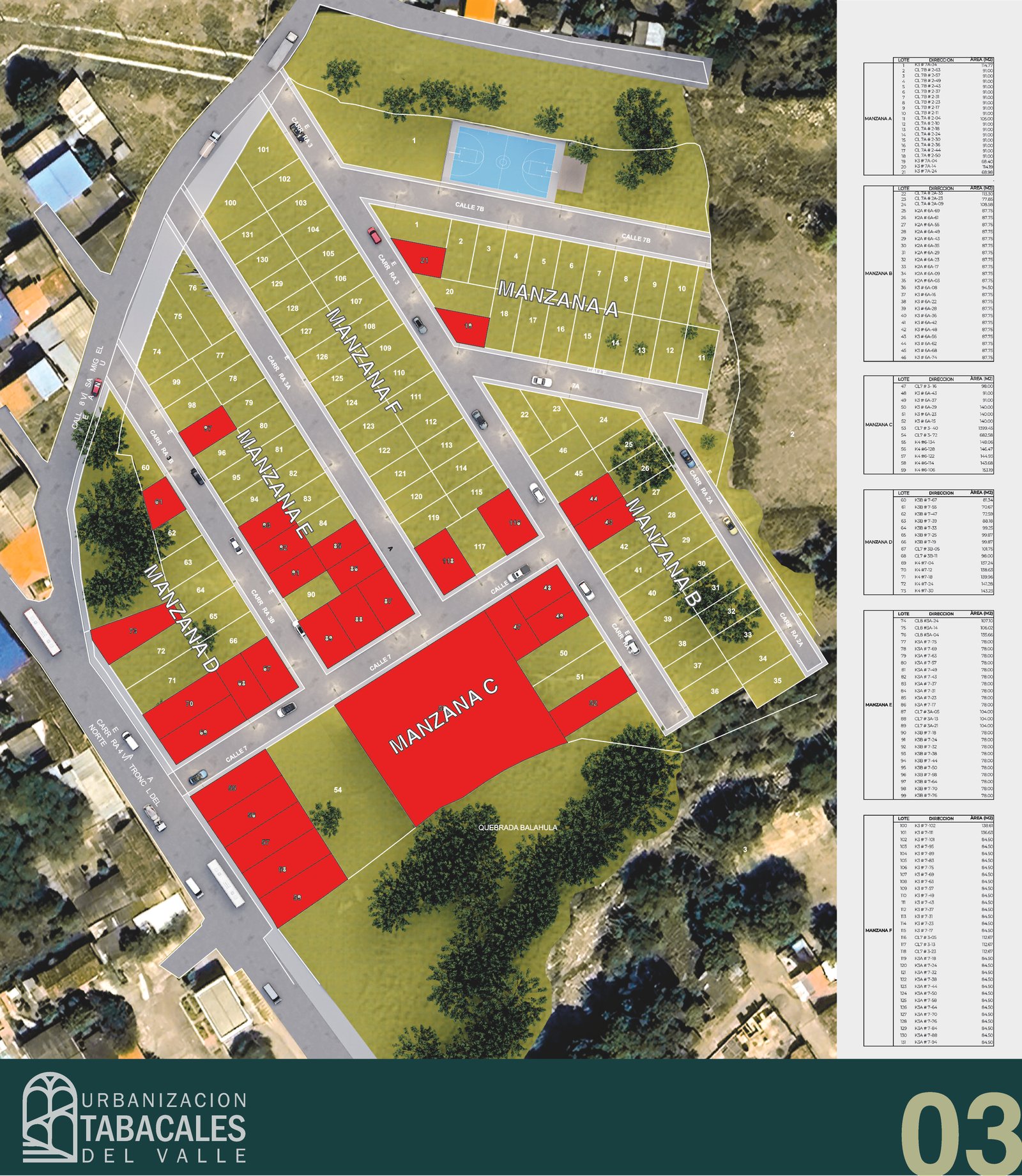 Mapa de Lotes Vendidos y Disponibles - Tabacales del Valle