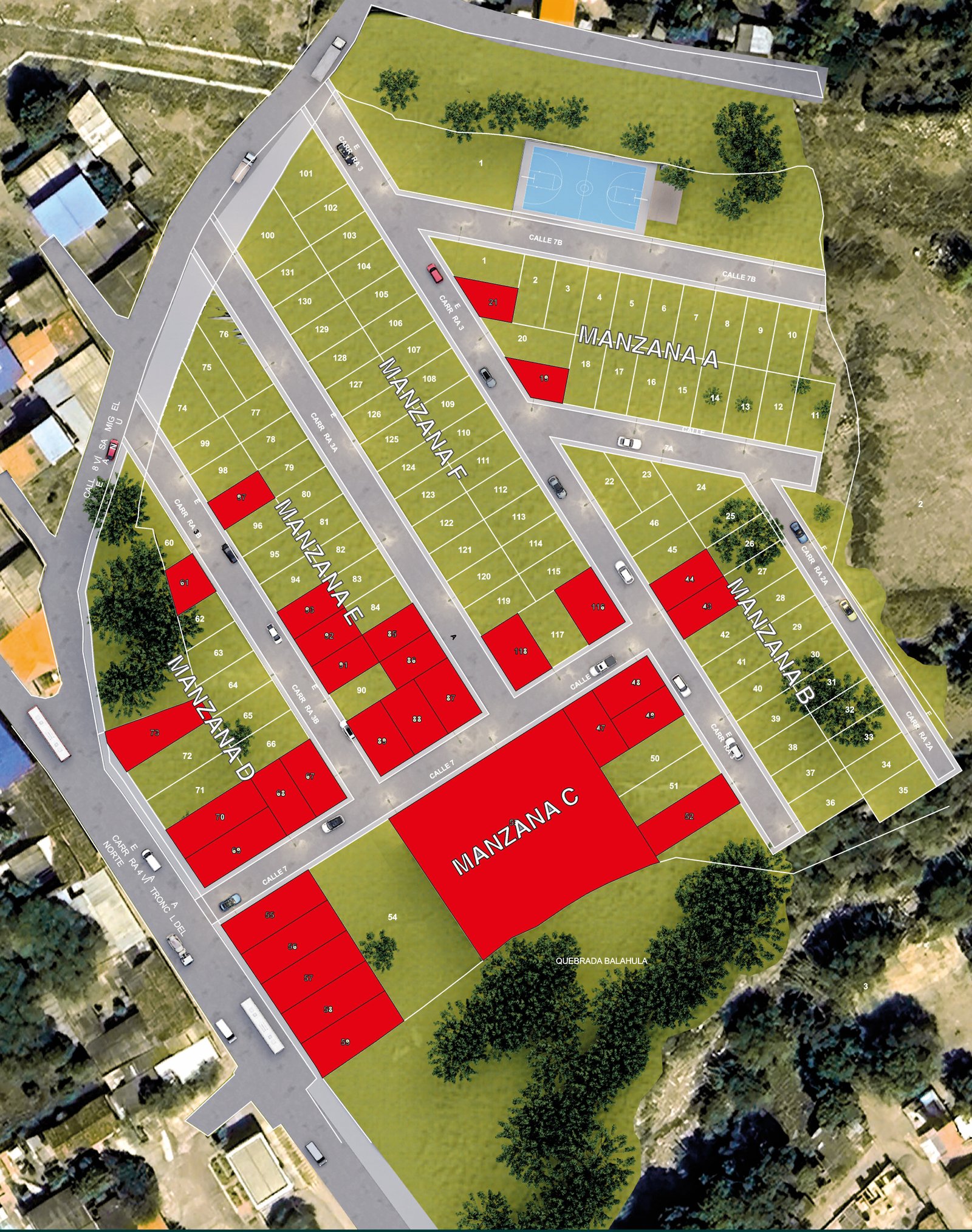 Plano General con Diseños de Casas - Tabacales del Valle
